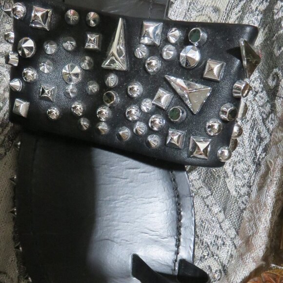 BOGO Official Bee Shop Black & Silver Studded Sandals Slip ons flats slides 10 - Picture 9 of 11